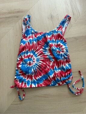 No Boundaries Red White Blue Tie-Dye Tank Top